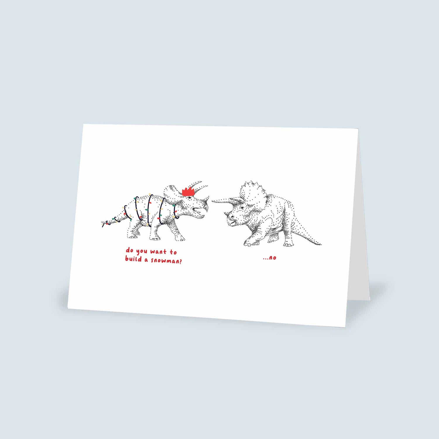 Do you want to Build a Snowman? Dinosaur Christmas Card - Bamber Prints