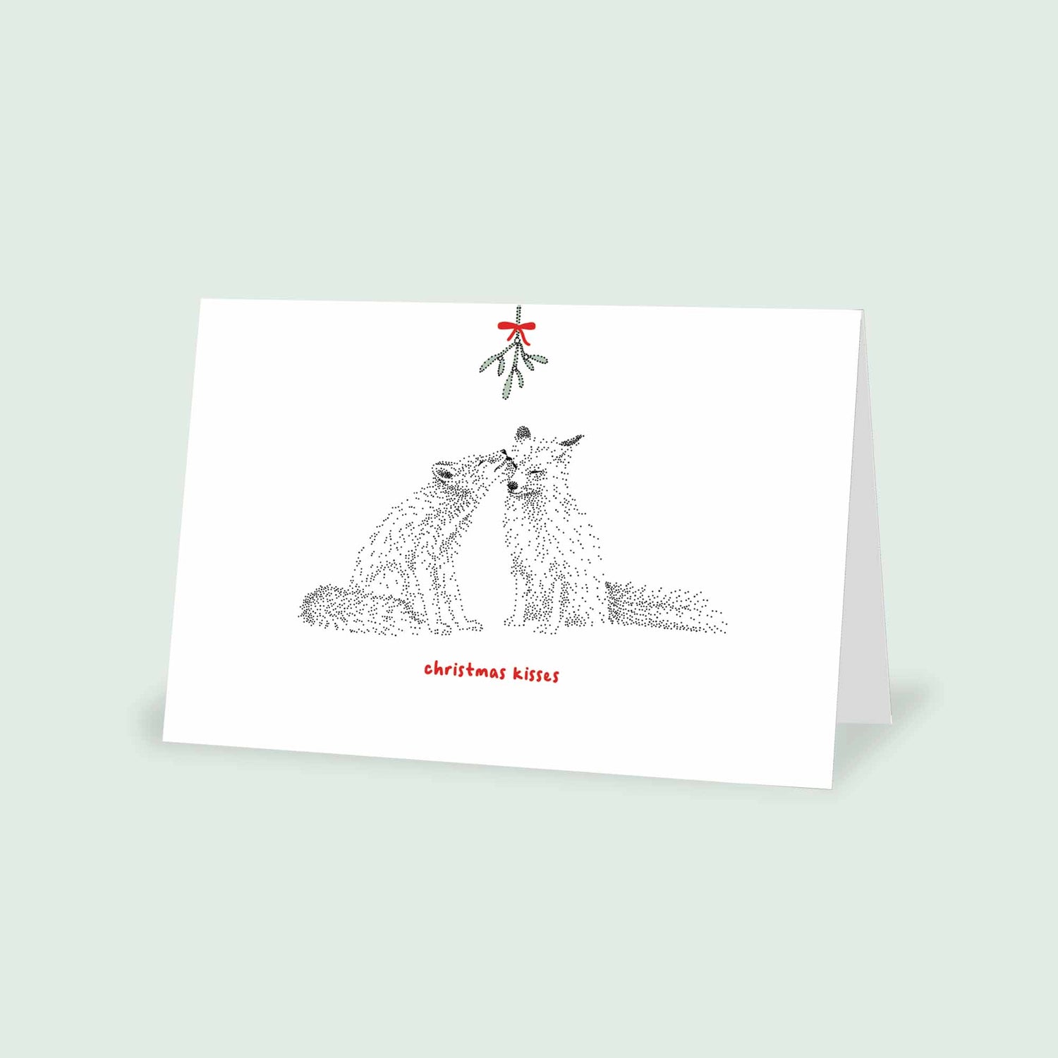 Christmas Kisses - Fox Christmas Card - Bamber Prints