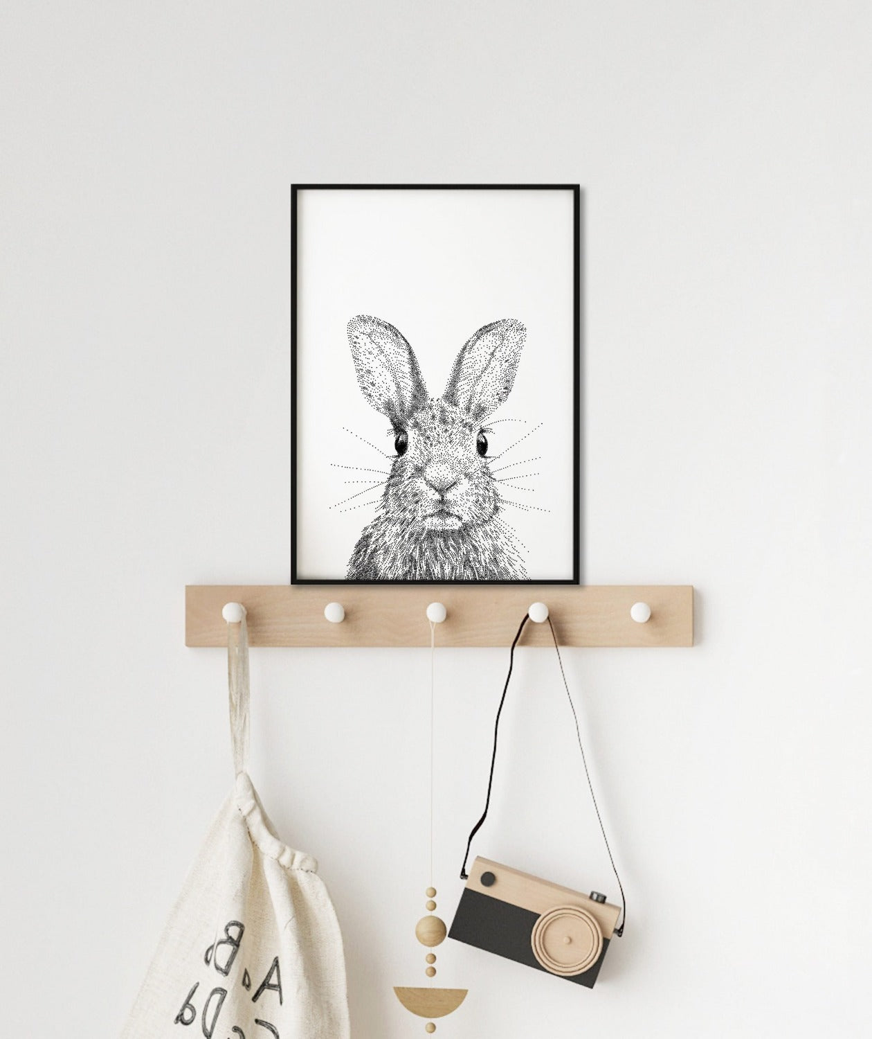 Bunny Print - Black and White Animal - Bamber Prints
