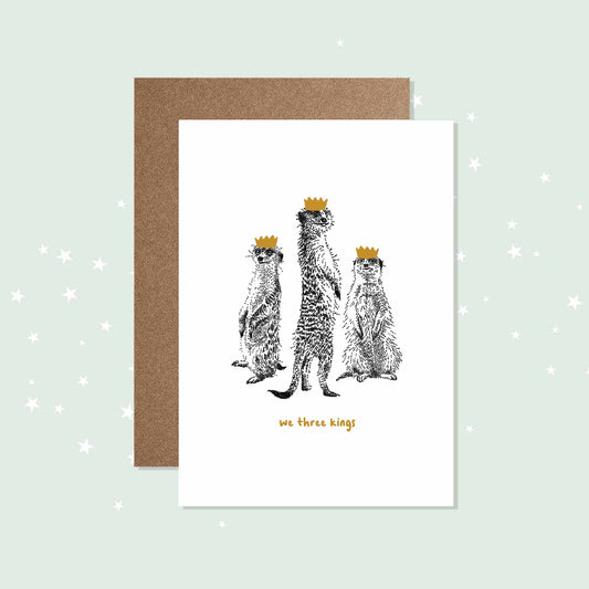 Funny Meerkat Christmas Card - We Three Kings - Bamber Prints