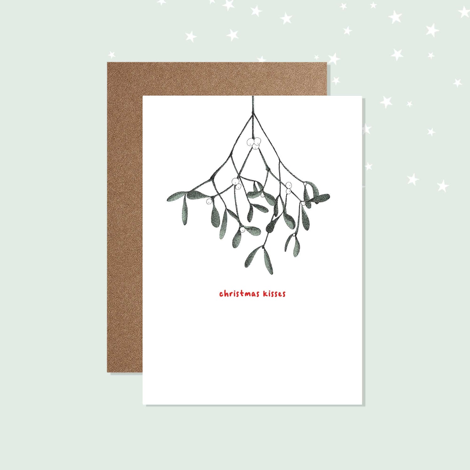Mistletoe Christmas Card - Floral Festive Cards - Bamber Prints