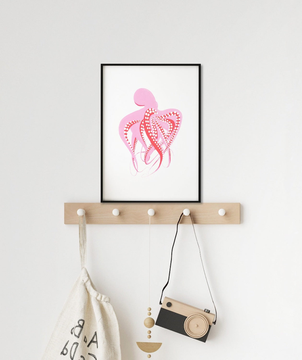 Pink Octopus Print - Painted Sea Creature Art - Bamber Prints