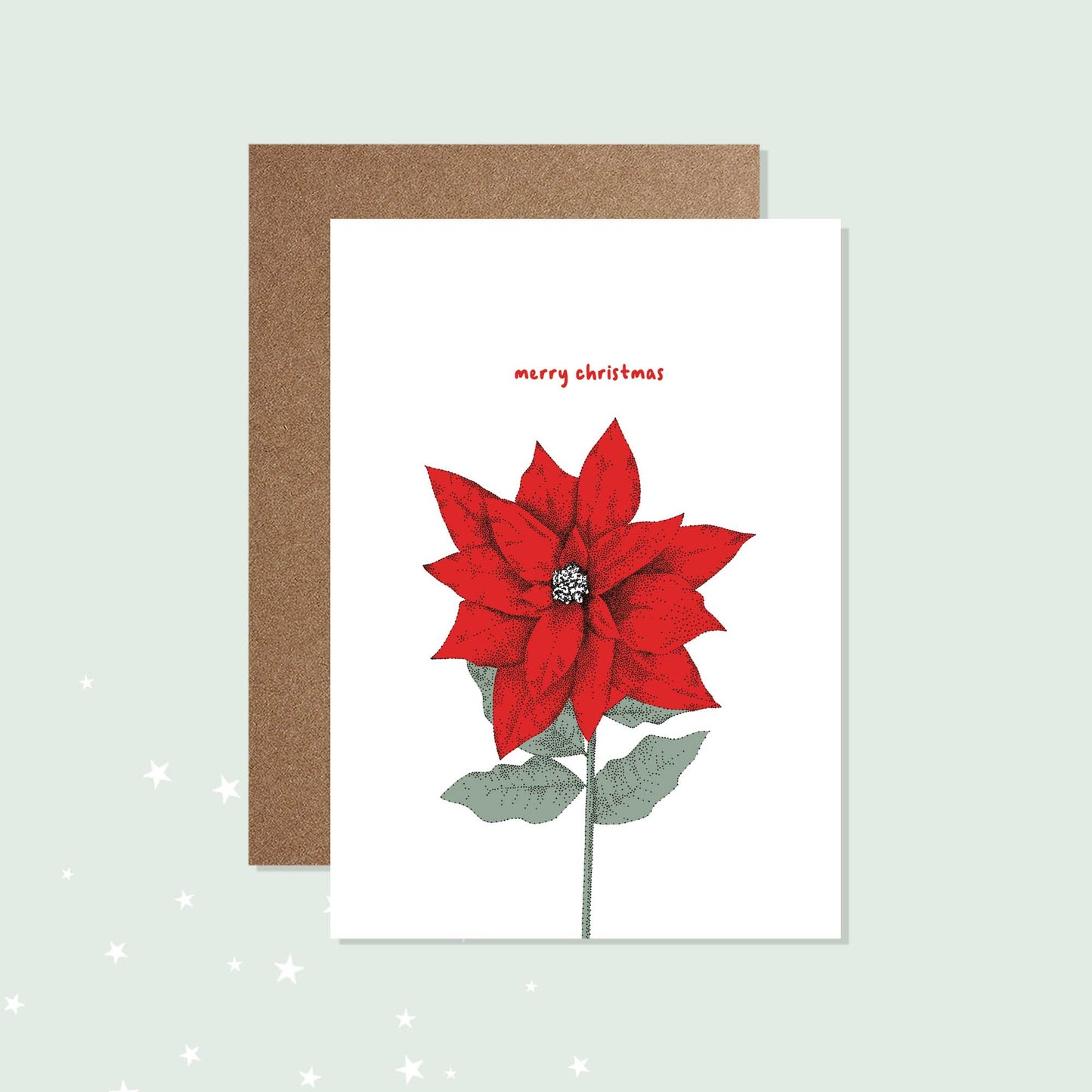 Poinsettia Christmas Card - Floral Festive Cards - Bamber Prints