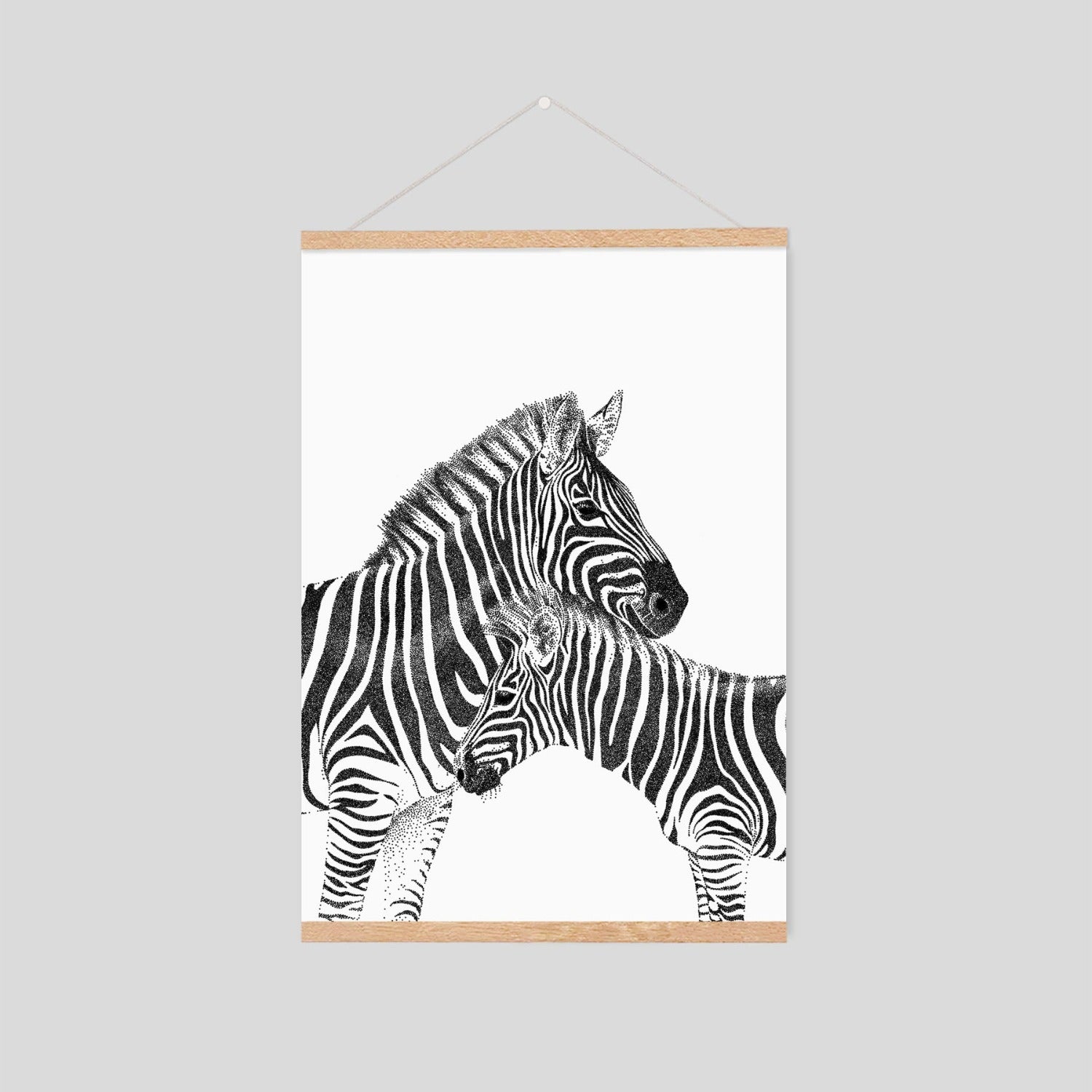 Mum + Baby Zebra Print - Black and White Animal Art - Bamber Prints